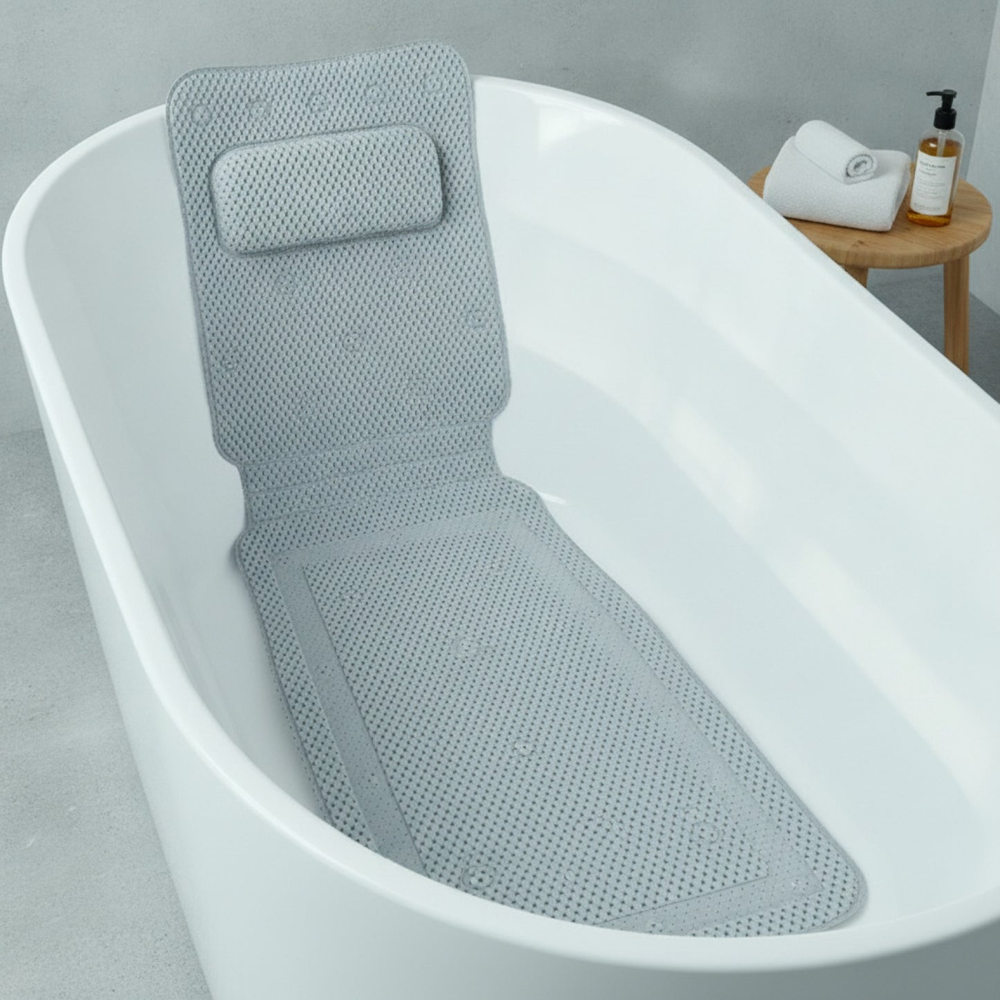 Tapis de Douche Extra Long Antidérapant avec Oreiller Intégré - Confort et Sécurité pour Votre Baignoire