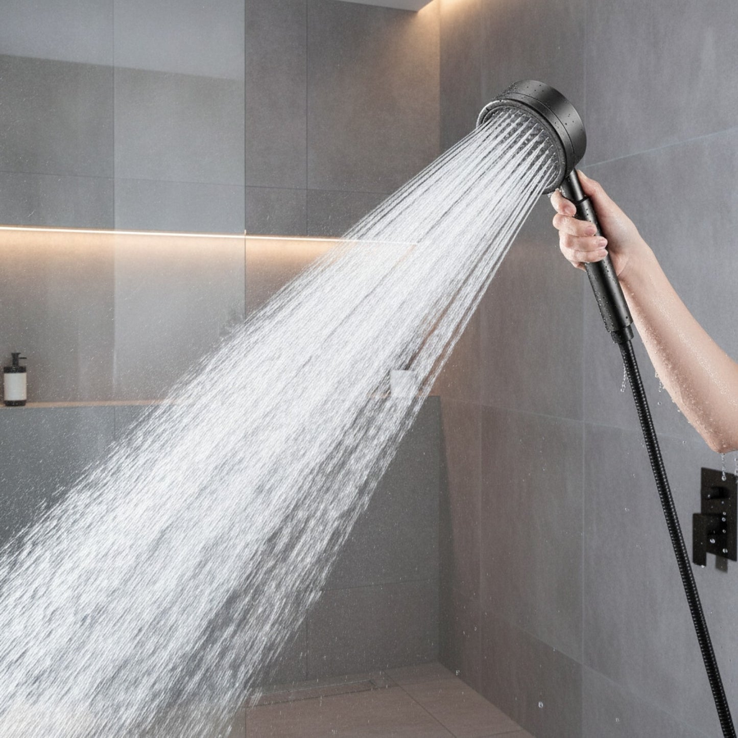 Pommeau de Douche Haute Pression Inox 304 - Noir & Argent
