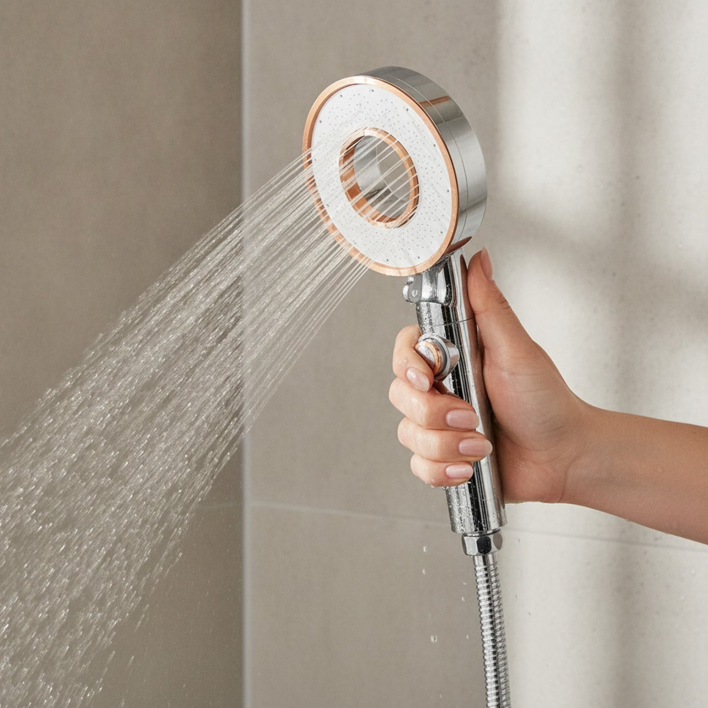 Pommeau de Douche Haute Pression 3 Modes avec Arrêt à une Touche - Économie d'Eau
