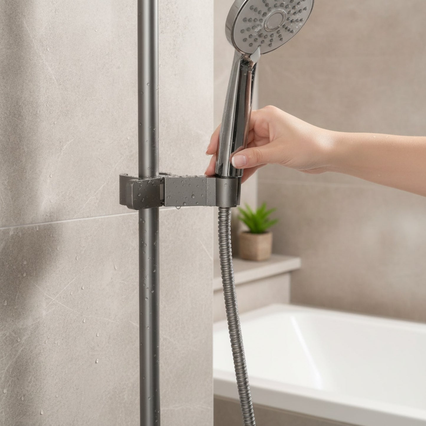 Support de Douche Universel Réglable ABS Chromé - Accessoire Salle de Bain