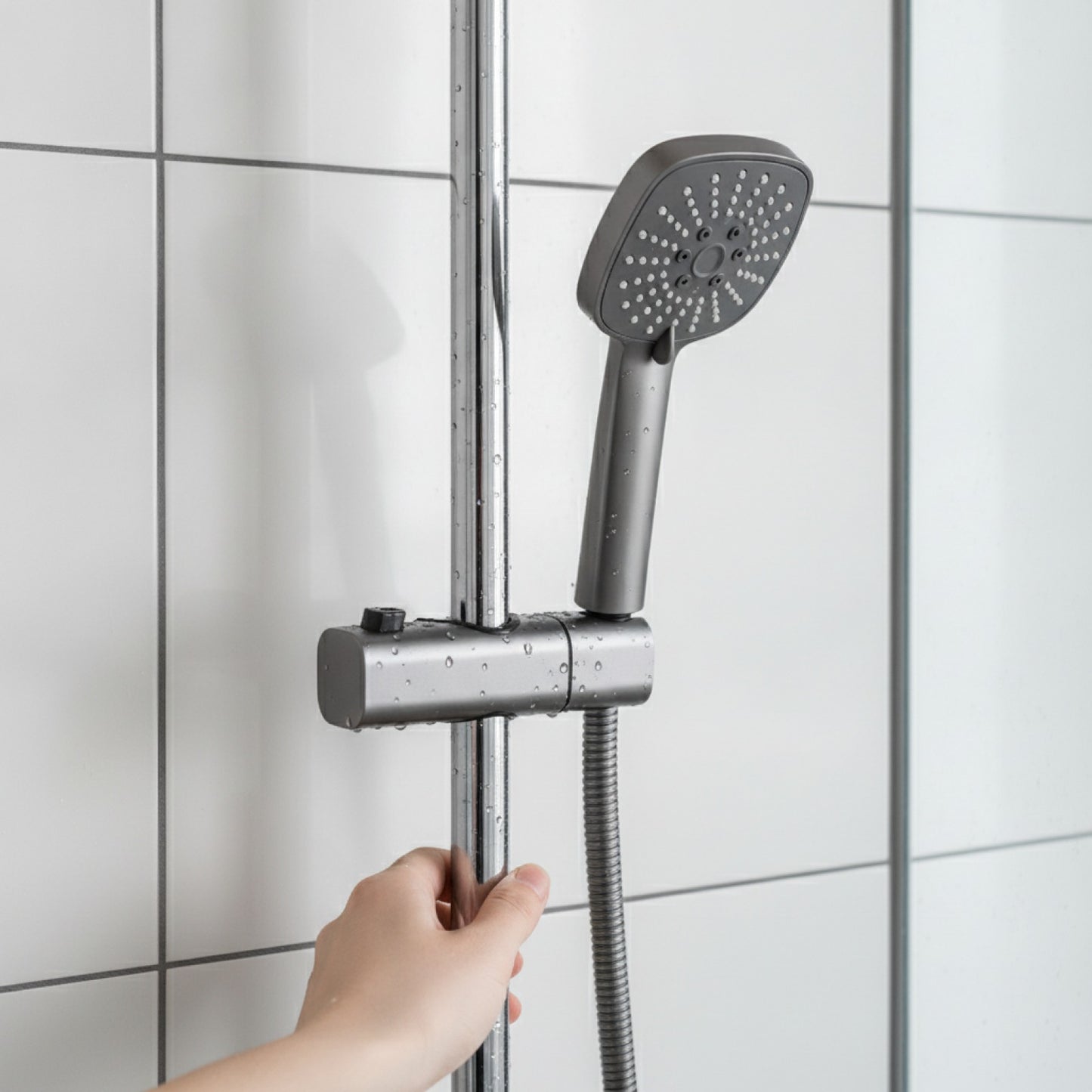 Support de Douche Universel Réglable ABS Chromé pour Rail 18-25mm