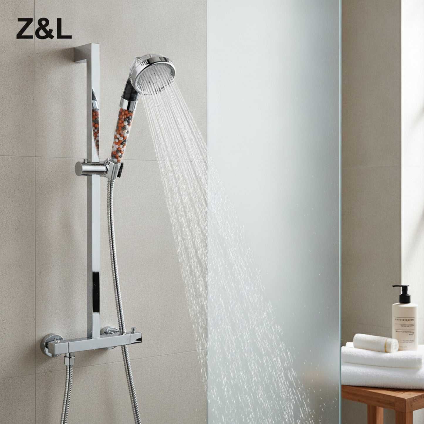 Pommeau de Douche Spa Haute Pression avec Boules Minérales et 3 Modes