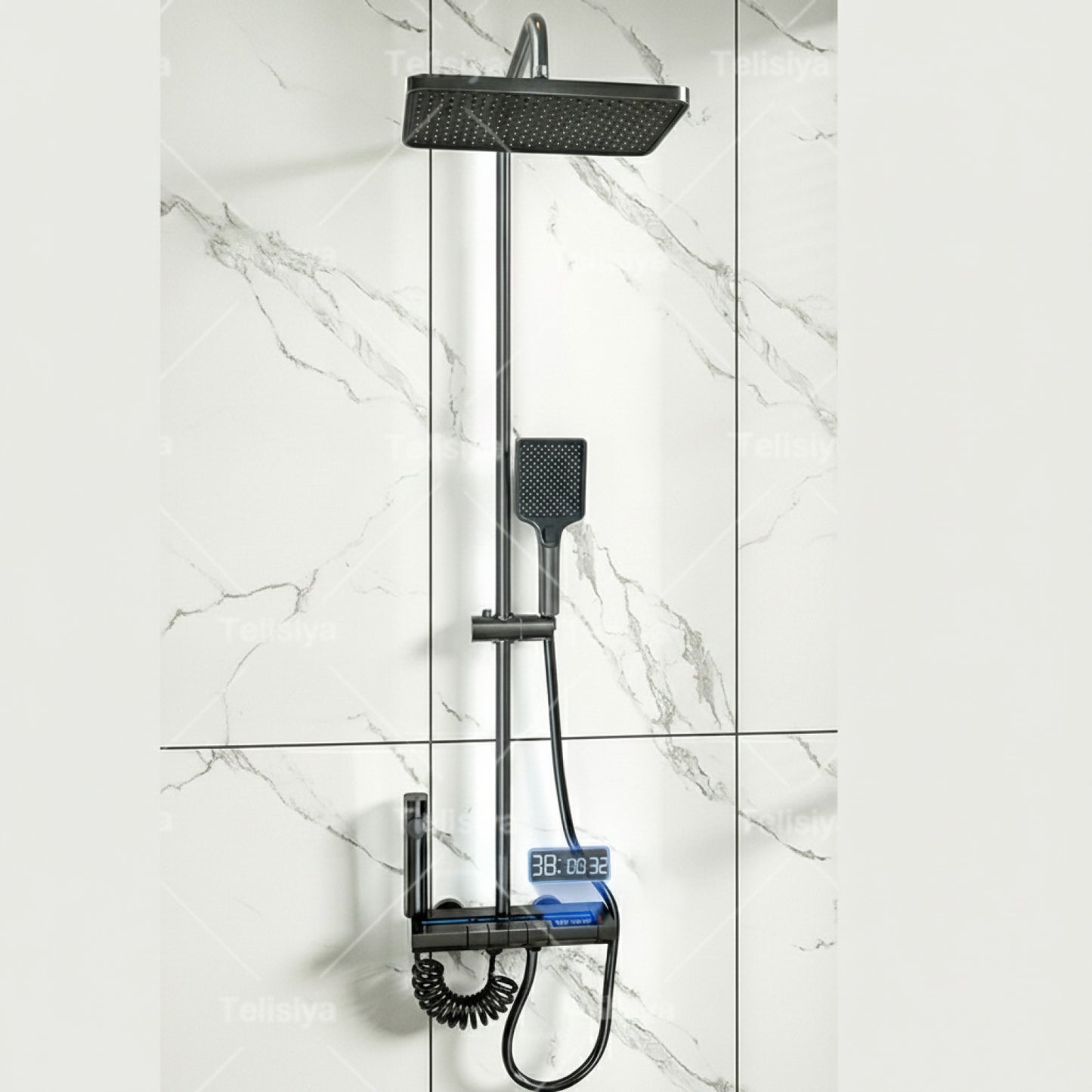 Ensemble de Douche Moderne avec Affichage Numérique et Lumière Ambiante