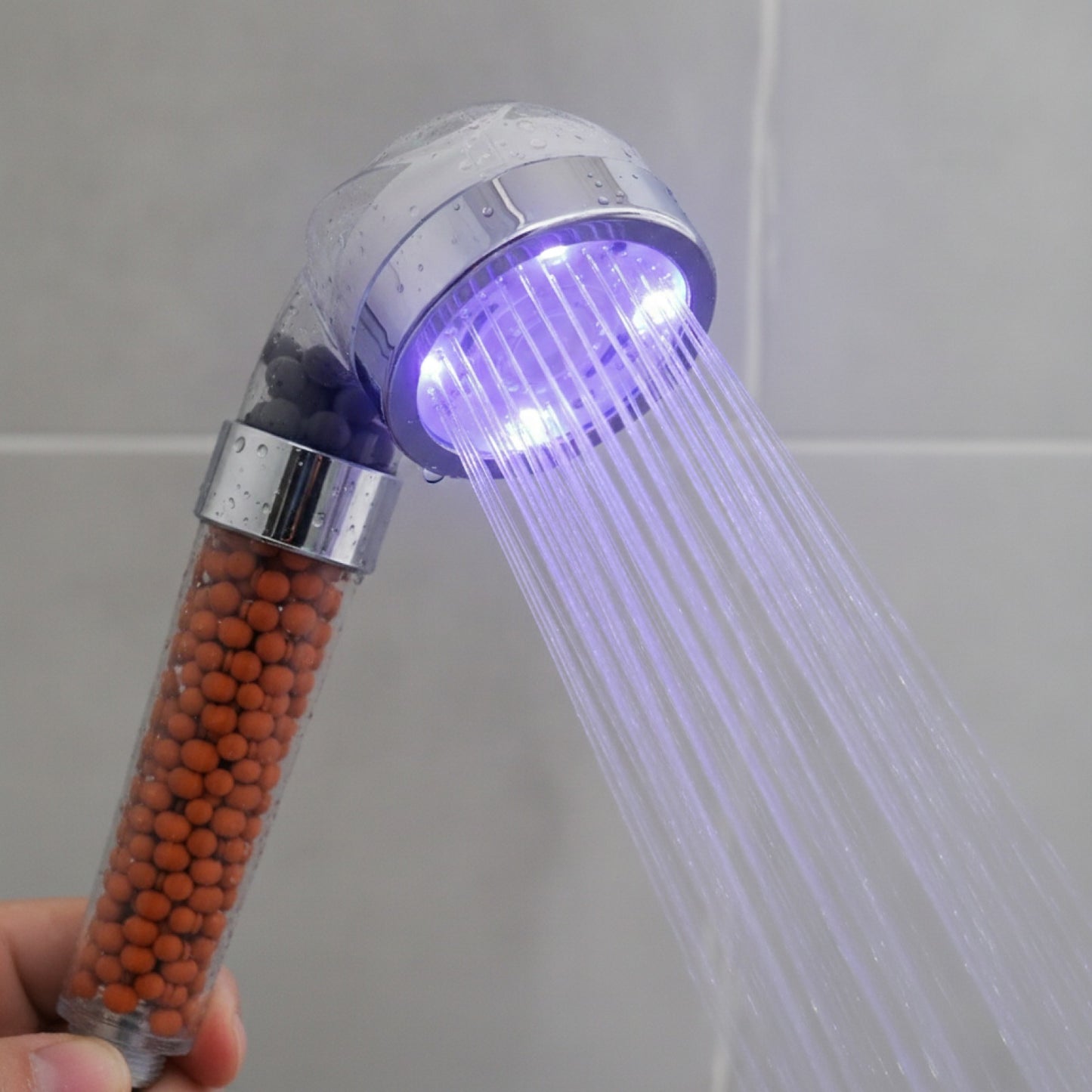 Pommeau de Douche LED Haute Pression avec Filtre Anions - Économie d'Eau et Lumière Colorée