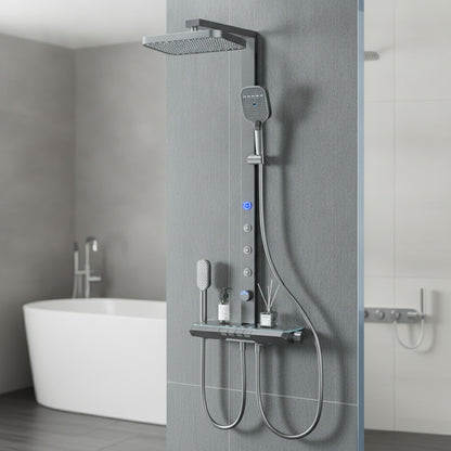 Ensemble de Douche Gris Intelligent avec Affichage Numérique et Pommeau Multifonction