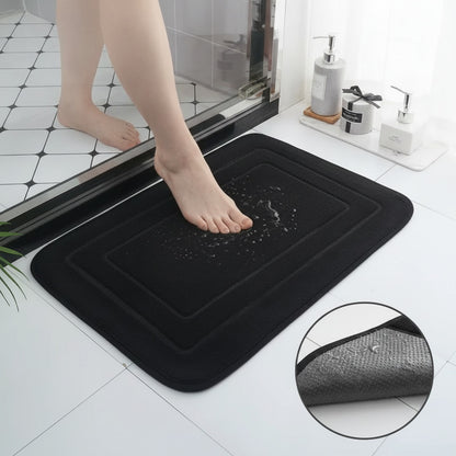 Tapis de Bain Super Absorbant en Velours Corail Antidérapant
