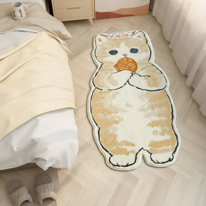 Tapis de Chevet Chat Mignon Antidérapant Doux pour Chambre à Coucher
