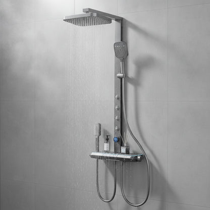 Ensemble de Douche Gris Intelligent avec Affichage Numérique et Pommeau Multifonction