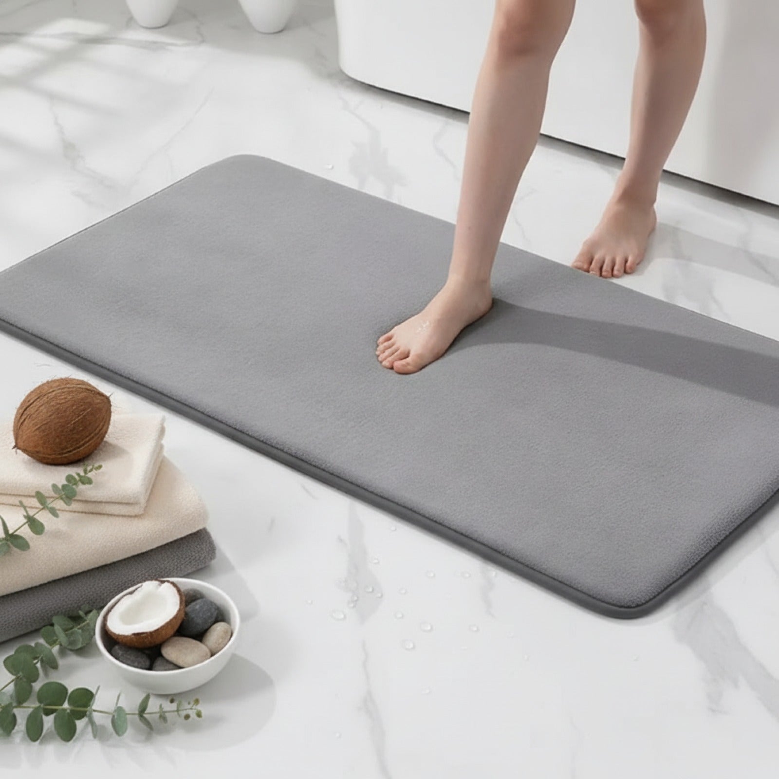 Tapis de Bain Doux et Absorbant en Mousse à Mémoire de Forme - Antidérapant pour Salle de Bain