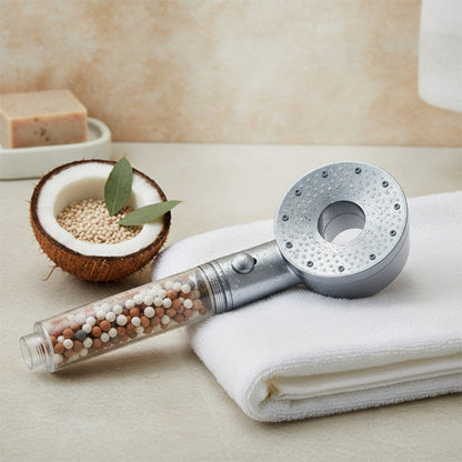 Pommeau de Douche Pressurisé 5 Modes avec Filtre Minéral - Haute Pression & Économie d'Eau