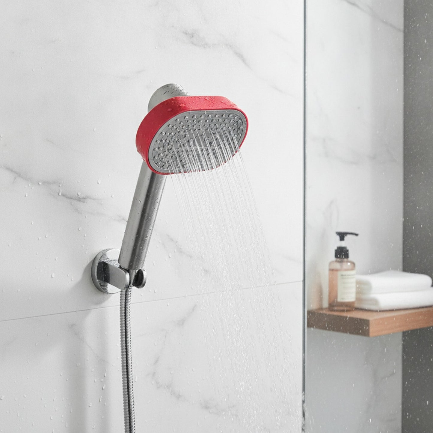 Pommeau de Douche Multifonctionnel Rotatif 360° - 4 Vitesses, Haute Pression, Grand Panneau 13cm