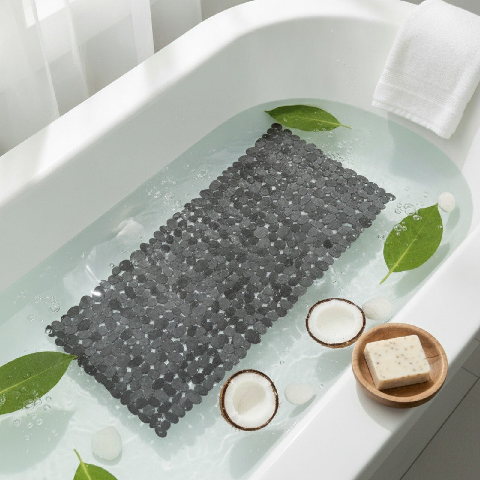 Tapis de Baignoire Antidérapant en PVC avec Ventouses - Sécurité et Confort pour votre Salle de Bain