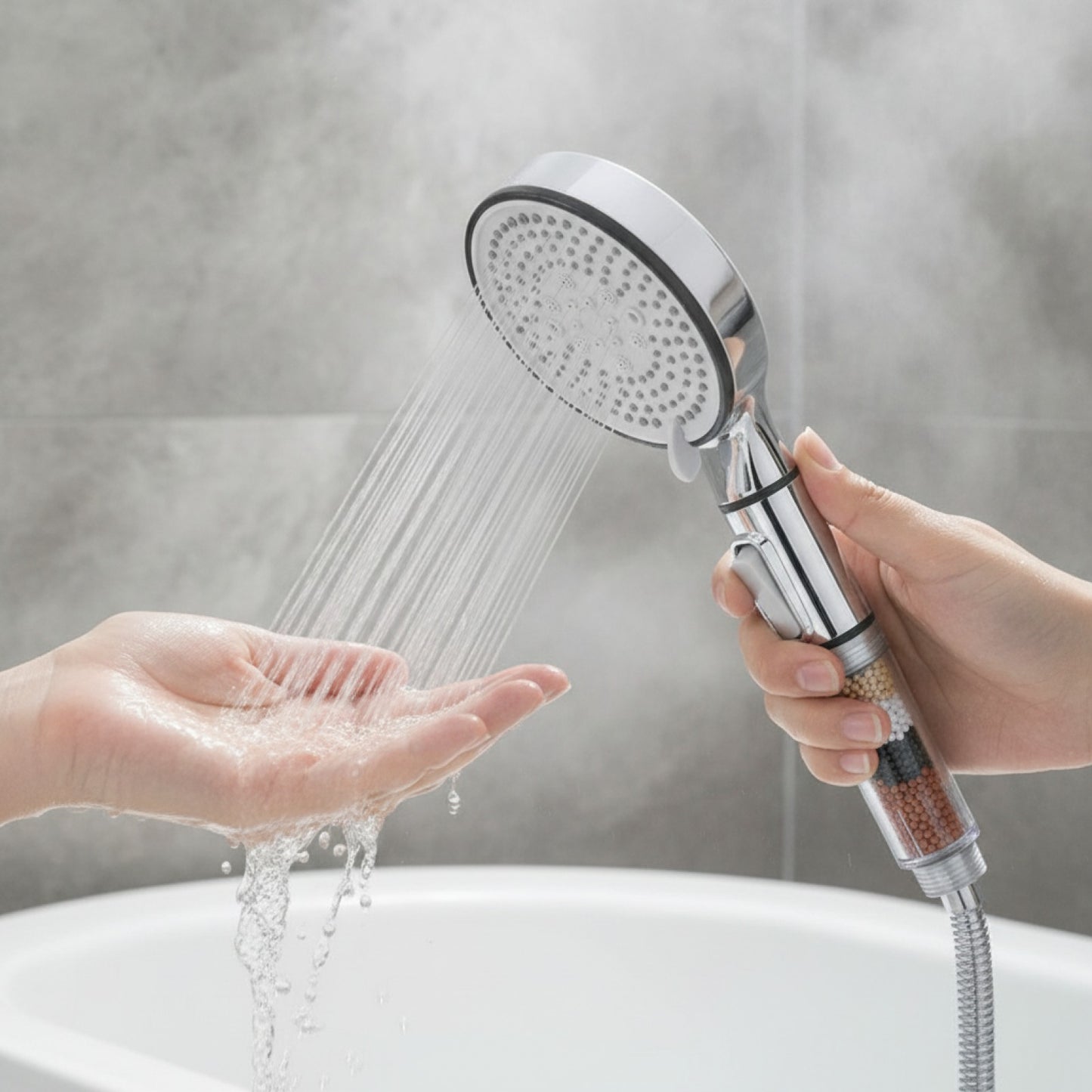 Pommeau de Douche Multifonction avec Arrêt : 5 Modes, Anti-Calcaire et Filtration