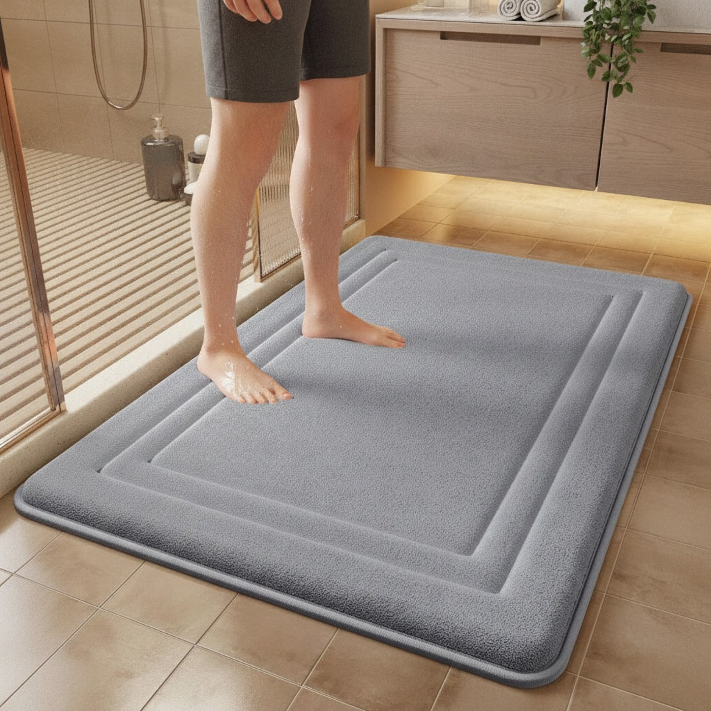 Tapis de Bain Antidérapant Doux et Absorbant - Séchage Rapide