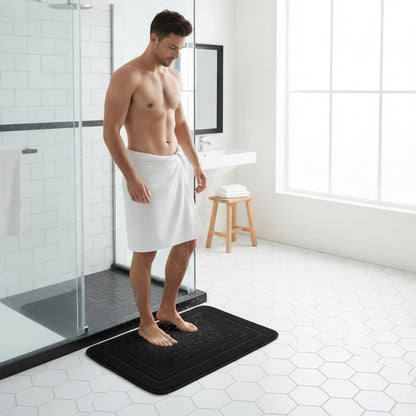 Tapis de Bain Super Absorbant en Velours Corail Antidérapant