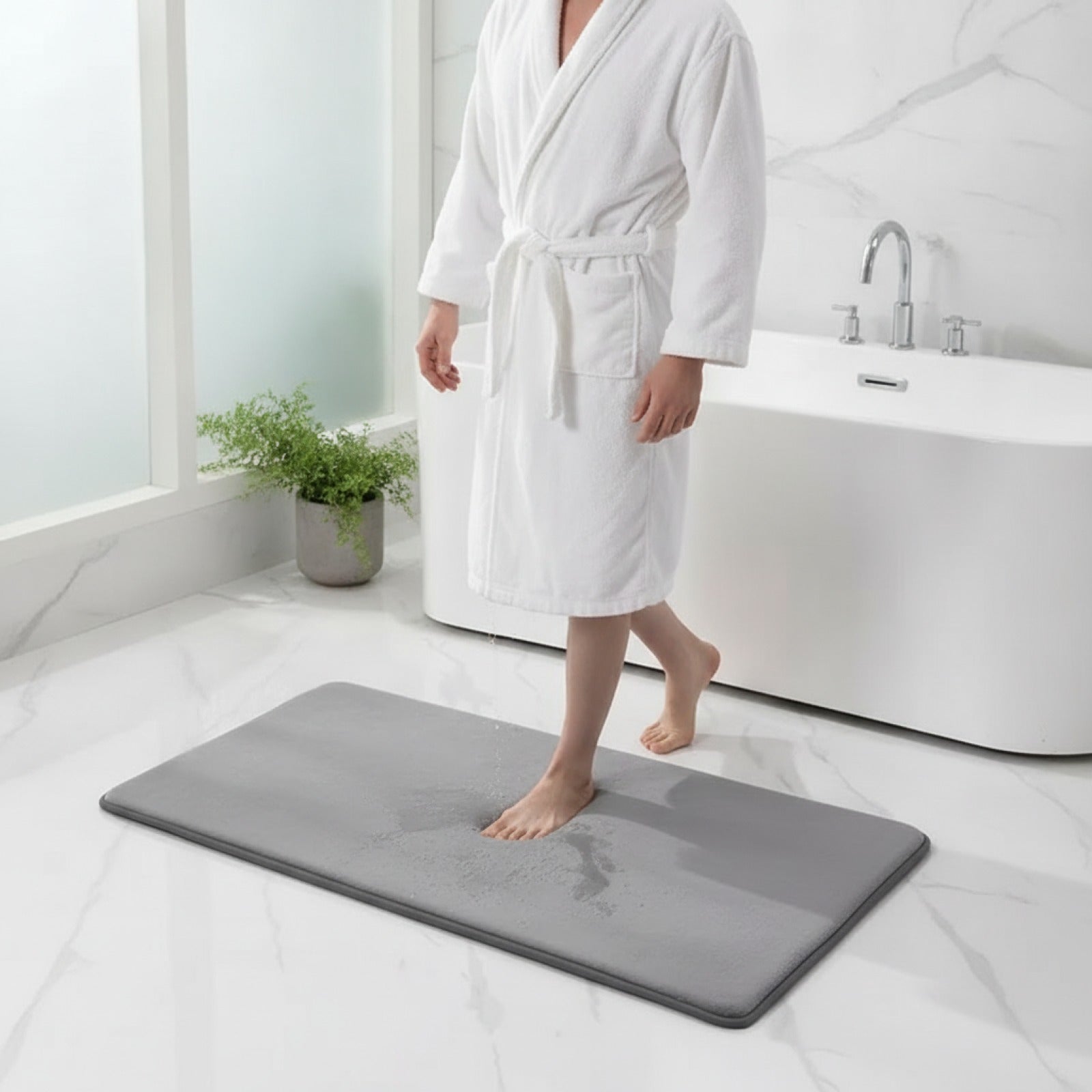 Tapis de Bain Doux et Absorbant en Mousse à Mémoire de Forme - Antidérapant pour Salle de Bain