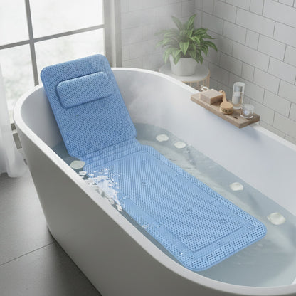 Tapis de Baignoire Extra Long Antidérapant avec Oreiller Intégré - Confort et Sécurité