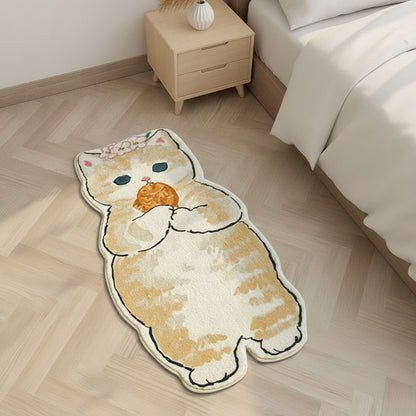 Tapis de Chevet Chat Mignon Antidérapant Doux pour Chambre à Coucher
