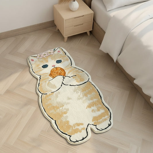 Tapis de Chevet Chat Mignon Antidérapant Doux pour Chambre à Coucher